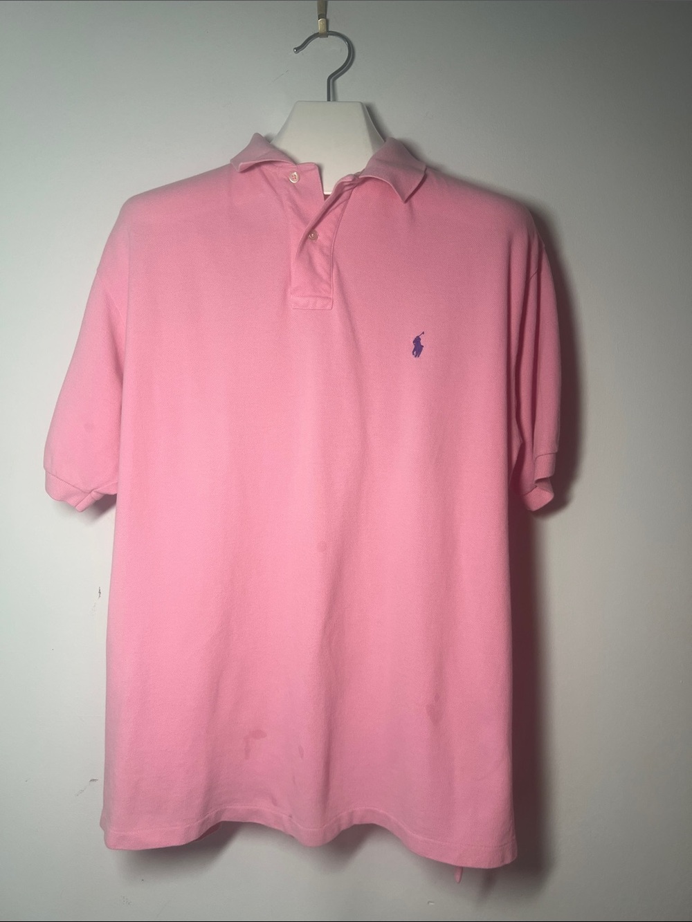 Polo by Ralph Lauren Pink Short-Sleeve Cotton Polo with purple logo Mens XL